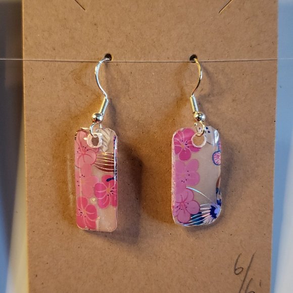 Hand Made By J Rae Floral and Butterfly Earrings.  Style E1030 - Picture 9 of 9